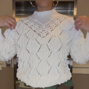 VINTAGE PREMISE CROCHET PULLOVER WITH BOBBLE DETAIL